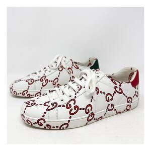Gucci Ace GG Print Leather Sneakers Womens Size EU 38